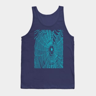 Artistic Halloween Spider Web Cobweb Doodle In Teal Tank Top